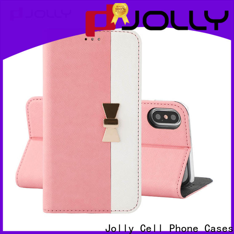 Jolly leather flip phone case with slot kickstand for iphone xs