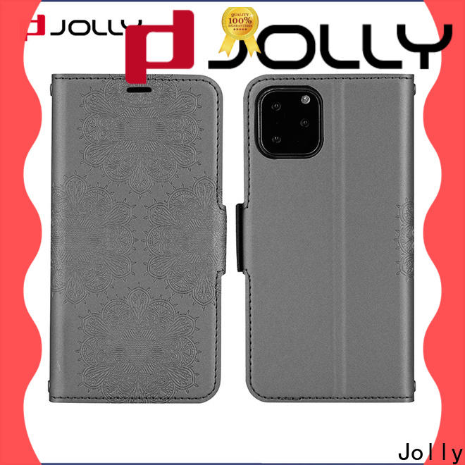 Jolly slim leather flip cell phone case supplier for mobile phone