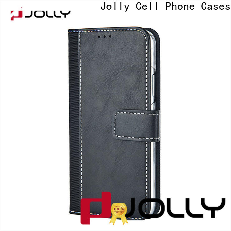 Jolly leather wallet phone case with id and credit pockets for mobile phone