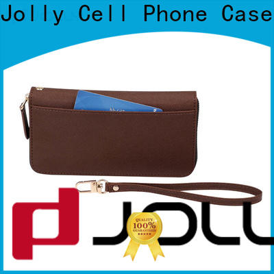 Jolly leather cell phone wallet factory for apple