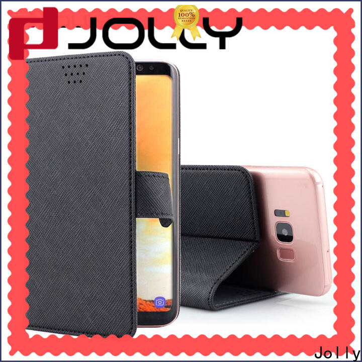 Jolly leather phone case with adhesive for cell phone