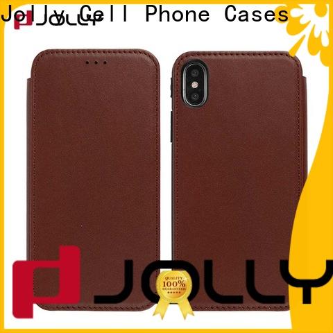 Jolly latest leather flip phone case with strong magnetic closure for iphone xs