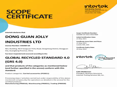 JOLLY Obtains GRS Certificate