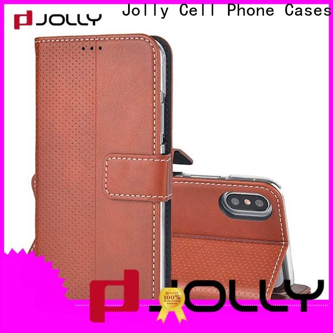 Jolly leather wallet phone case with credit card holder for apple