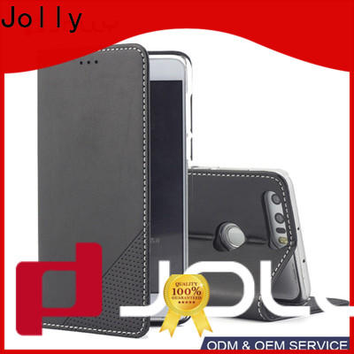 Jolly pu leather flip phone case with slot kickstand for mobile phone