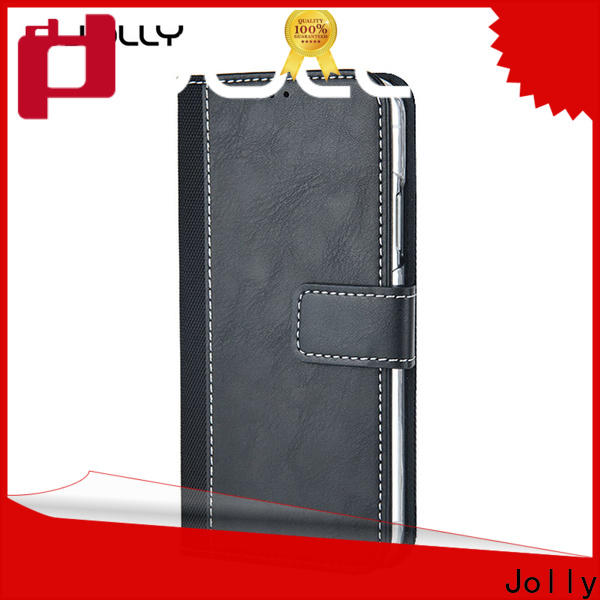 Jolly leather cell phone wallet case with id and credit pockets for mobile phone
