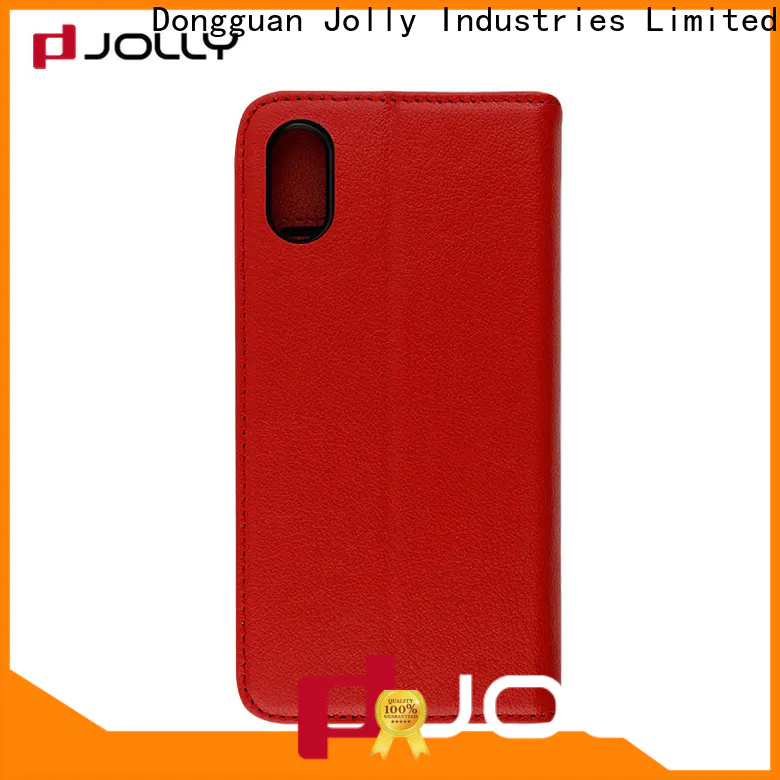 Jolly pu leather magnetic phone case with slot kickstand for iphone x
