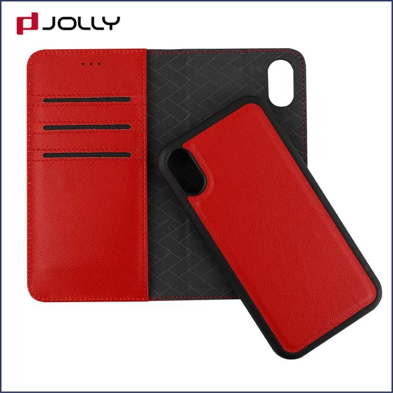 Designer iPhone X Case, First Layer Leather 2 In 1 Detachable Phone Case With Slot Kickstand DJS0833