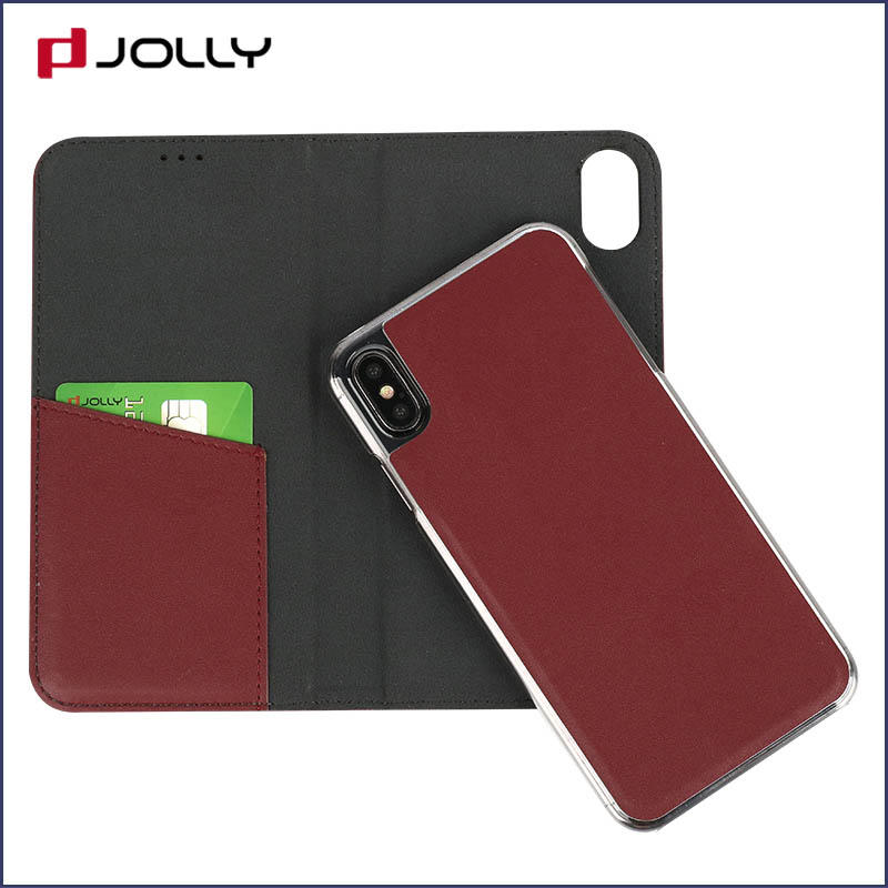 iPhone Xr Case, Slim Leather Detachable Phone Case With Slot Kickstand DJS0981-2