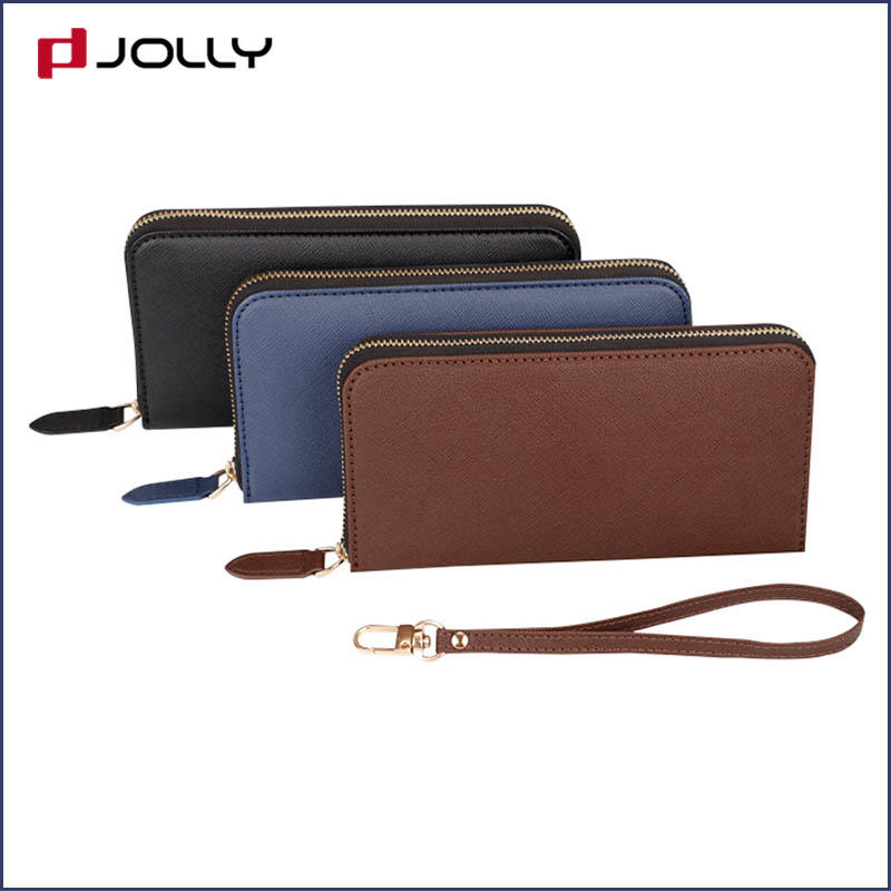Jolly leather card holder organizer cell phone wallet wristlet supply for mobile phone