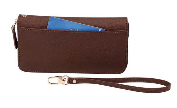 Women's Leather Zip Around Wallet Travel Purse Wristlet Phone Wallet Case Clutch DJS0918-3