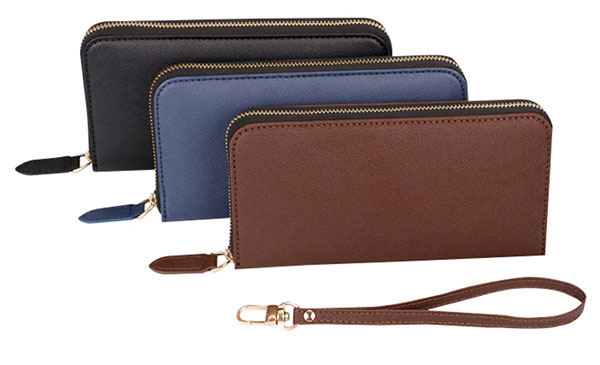Women's Leather Zip Around Wallet Travel Purse Wristlet Phone Wallet Case Clutch DJS0918-4