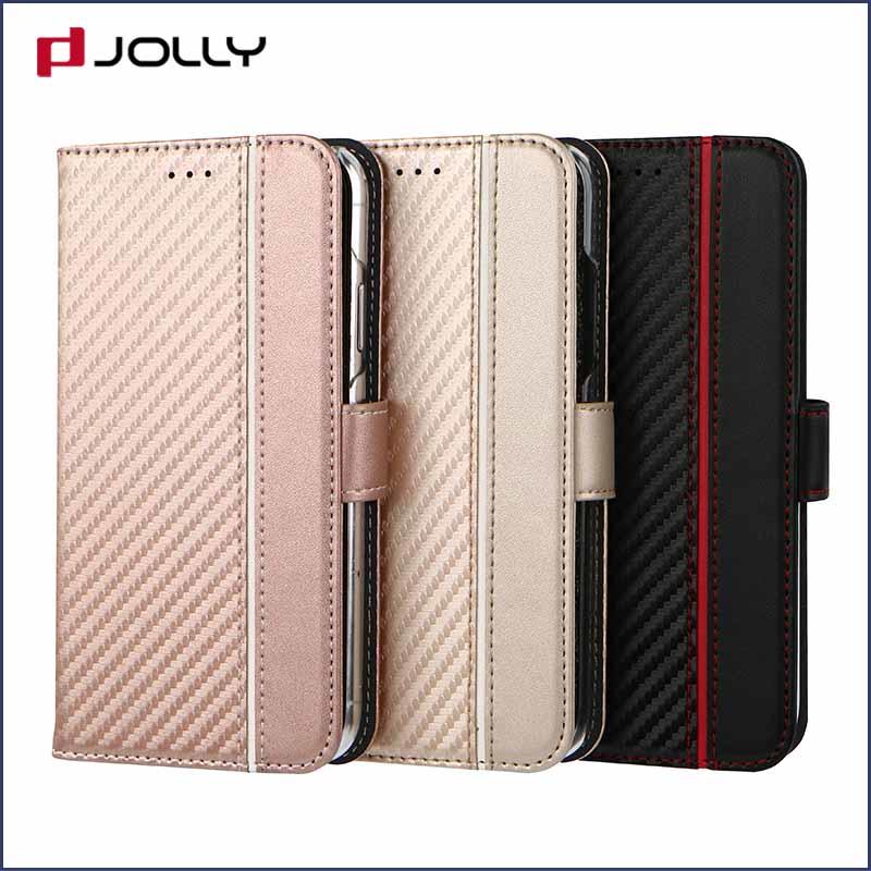 real carbon fiber women's cell phone wallet with printed pattern cover for apple