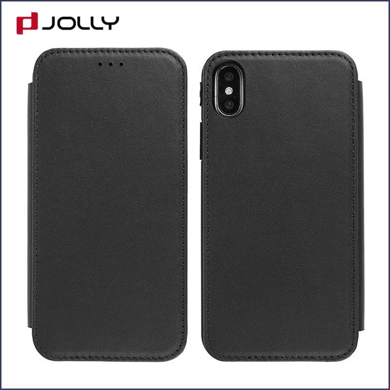 iPhone X Flip Cover, Real Leather Case With Id & Credit Card Pockets DJS0997