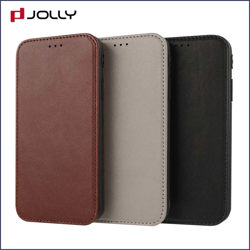 pu leather leather flip phone case with id and credit pockets for iphone xs