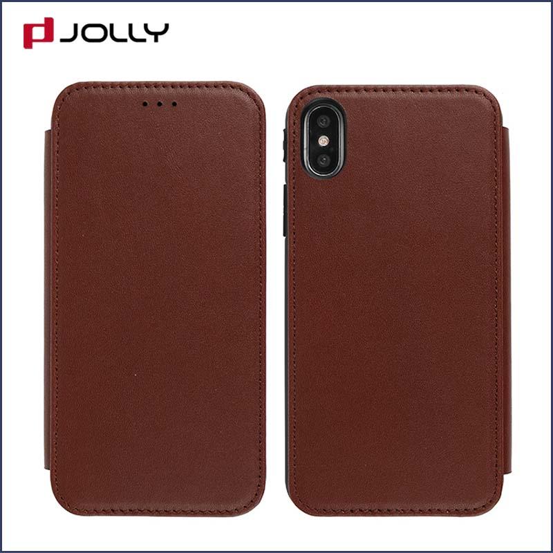 Jolly latest leather flip phone case with strong magnetic closure for iphone xs