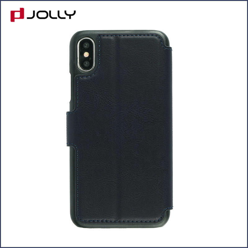 pu leather flip phone covers with slot kickstand for iphone xs