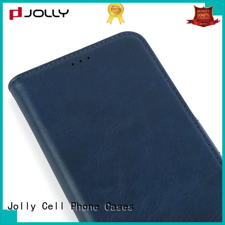 Jolly pu leather personalised leather phone case with id and credit pockets for mobile phone