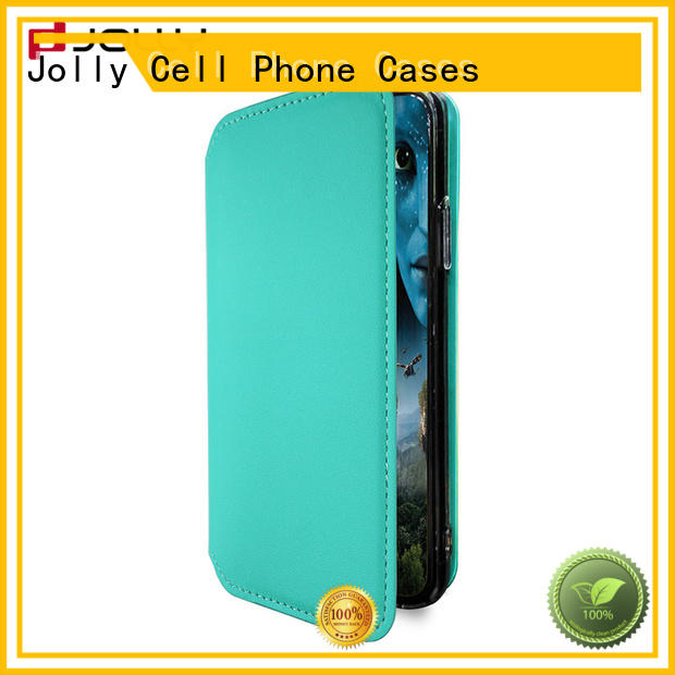 Jolly slim leather designer cell phone cases with strong magnetic closure for mobile phone