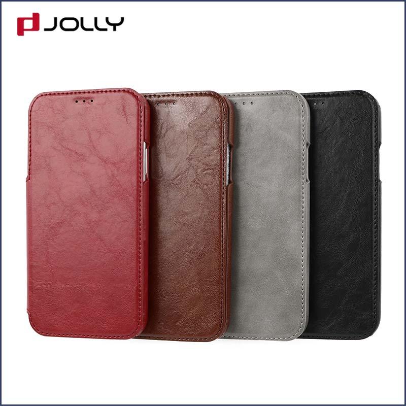 Jolly pu leather personalised leather phone case with strong magnetic closure for iphone xs-3