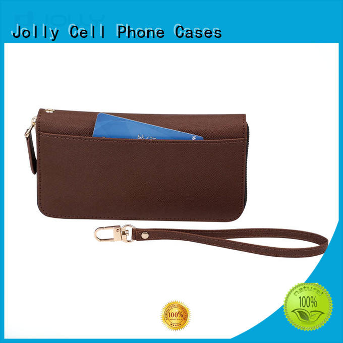 Jolly high quality leather cell phone wallet case supplier for apple