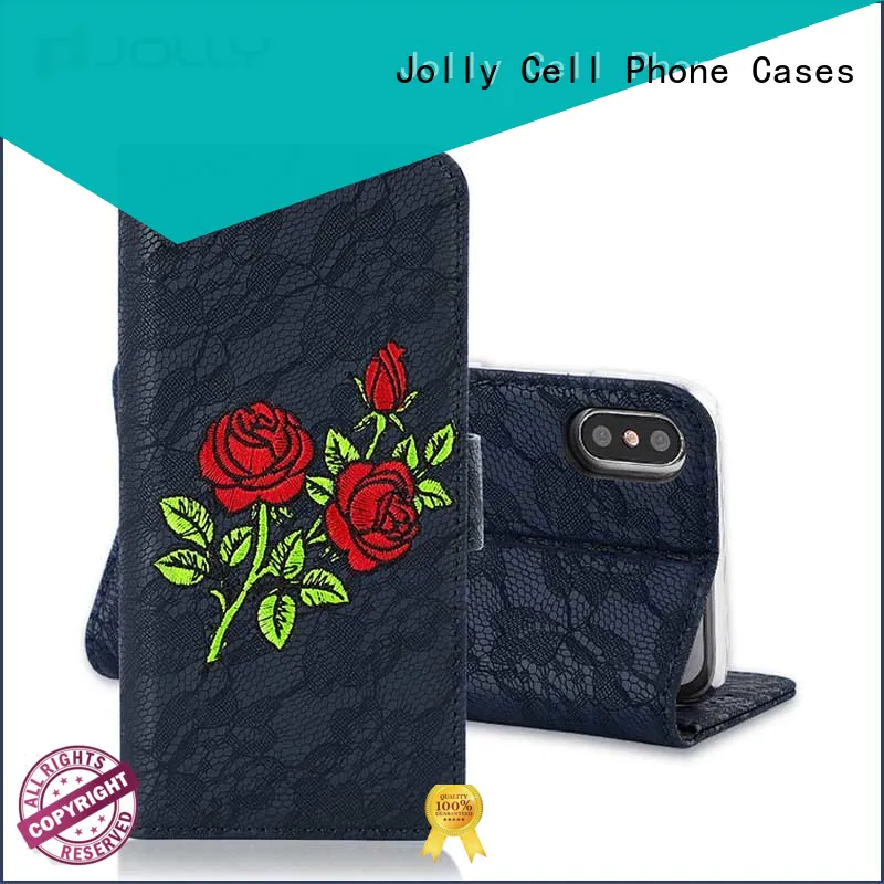 Jolly artificial wallet case with cash compartment for iphone xs