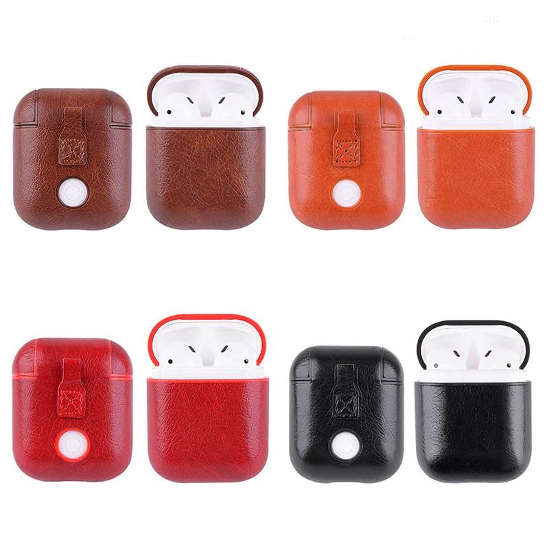 Drop Proof Anti-Lost Carabiner Pu Leather Earphone Protective Case For Apple Airpods DJS1111