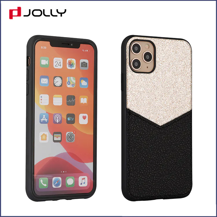 Glitter Mobile Phone Cover for iPhone 11, Fashionable Design Glitter Powder and Leather Phone Case DJS1689