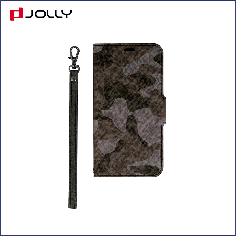 Apple iPhone 11 Pro Flip Leather Phone Case, Camo Saffiano Leather Wallet Case con correa para la muñeca DJS1646