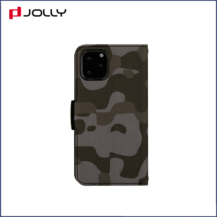 Apple iPhone 11 Pro Flip Leather Phone Case, Camo Saffiano Leather Wallet Case con correa para la muñeca DJS1646