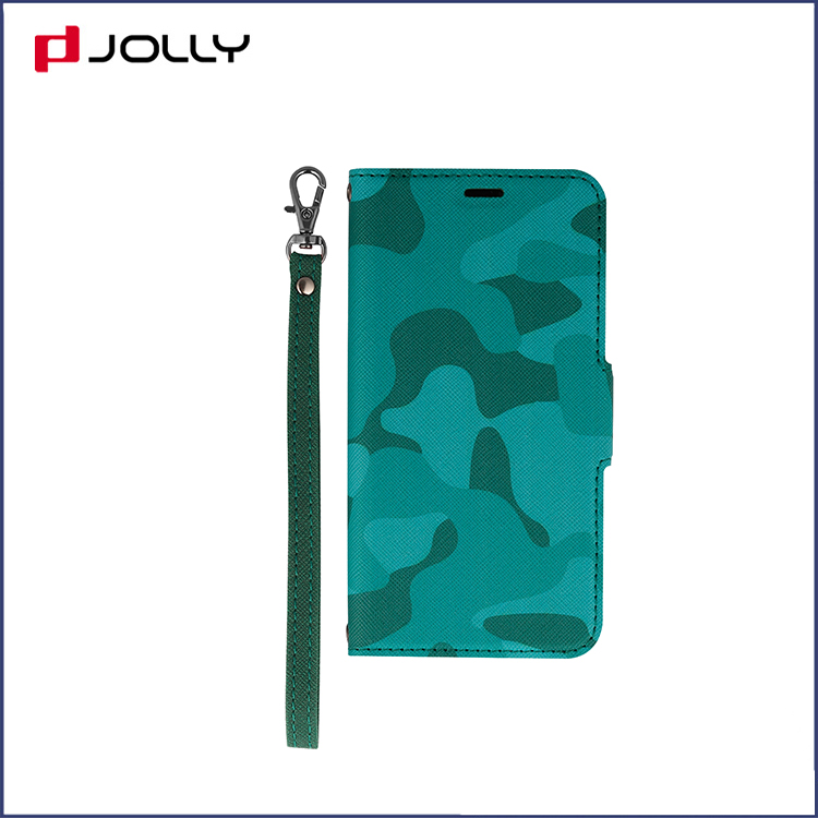 Apple iPhone 11 Pro Flip Leather Phone Case, Camo Saffiano Leather Wallet Case con correa para la muñeca DJS1646