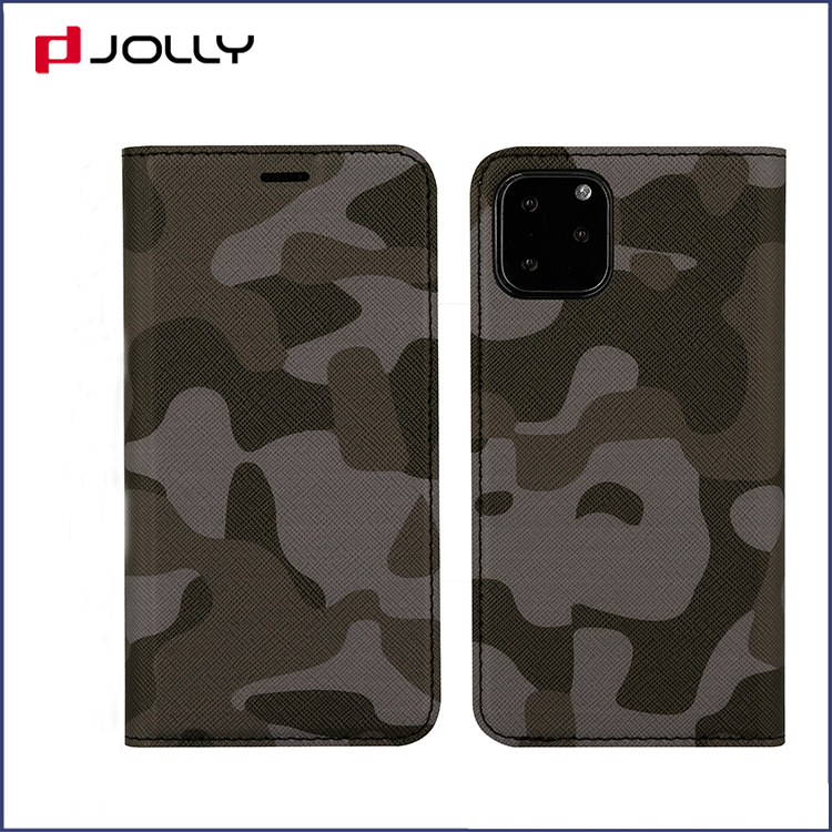 Kick Stand Apple iPhone 11 Pro Flip Funda de cuero para teléfono, Funda de cuero de elemento de camuflaje único con ranura para tarjeta DJS1637