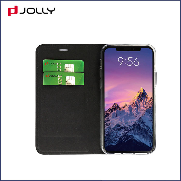 Jolly top personalised leather phone case with slot kickstand for iphone xs