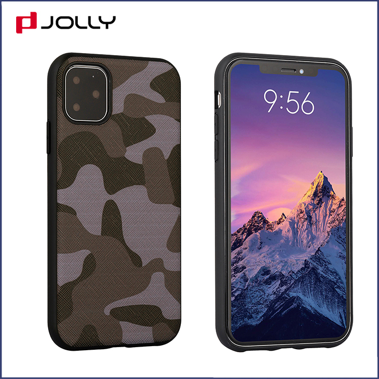 Camo Saffiano Leather Phone Case for iPhone 11 Pro, Camo Element Design Mobile Phone Back Cover DJS1636