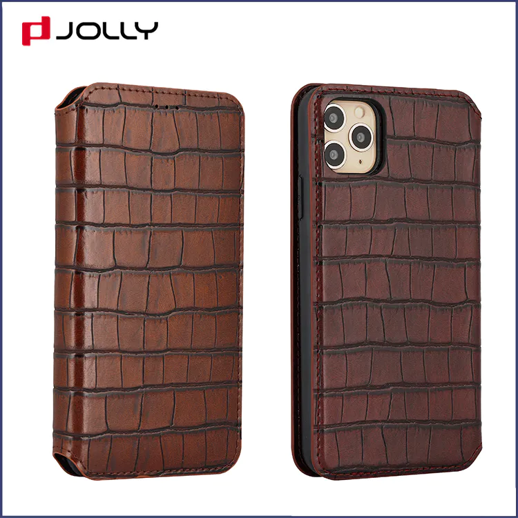 Funda de teléfono de cuero con tapa antigolpes para Apple iPhone 11 Pro, Funda de cuero con elemento Croco único DJS1625