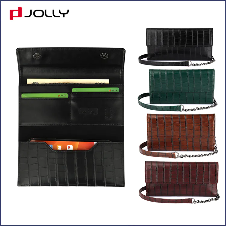 Universal Design Croco Leather Crossbody Clutch Phone Case with Built-in Card Slot DJS1630