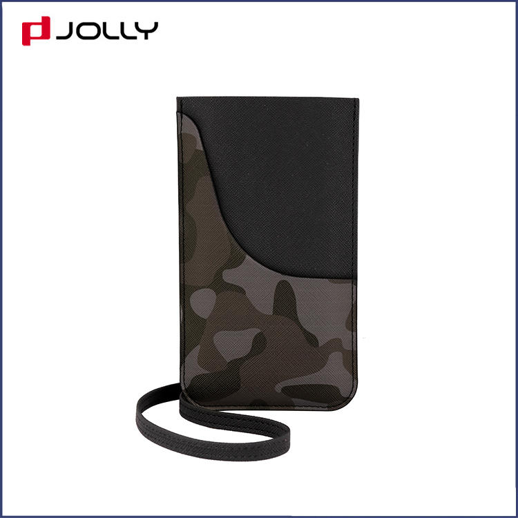Universal Design Mobile Phone Bag With Back-Side Card Slot, Necklace Camo Saffiano Leather Phone Pounch DJS1638