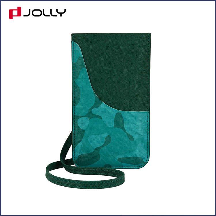 Universal Design Mobile Phone Bag With Back-Side Card Slot, Necklace Camo Saffiano Leather Phone Pounch DJS1638