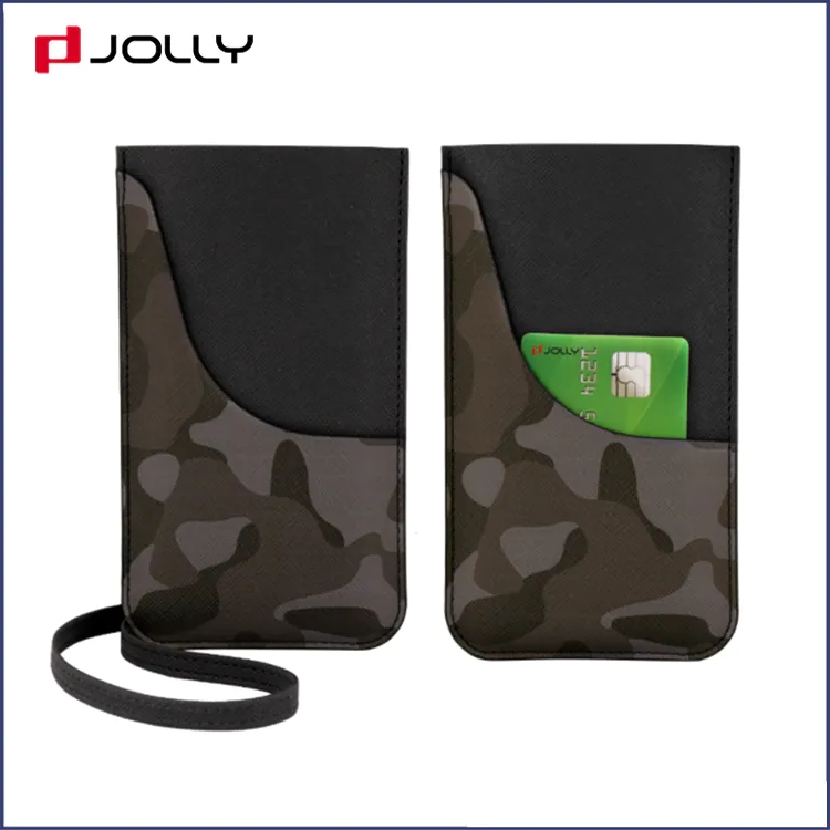 Bolsa de teléfono móvil de diseño Universal con ranura para tarjeta trasera, collar Camo Saffiano cuero teléfono Pounch DJS1638
