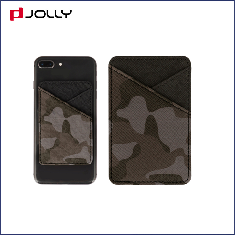 Back-side Camo Saffiano Leather Credit Card Holder DJS1642